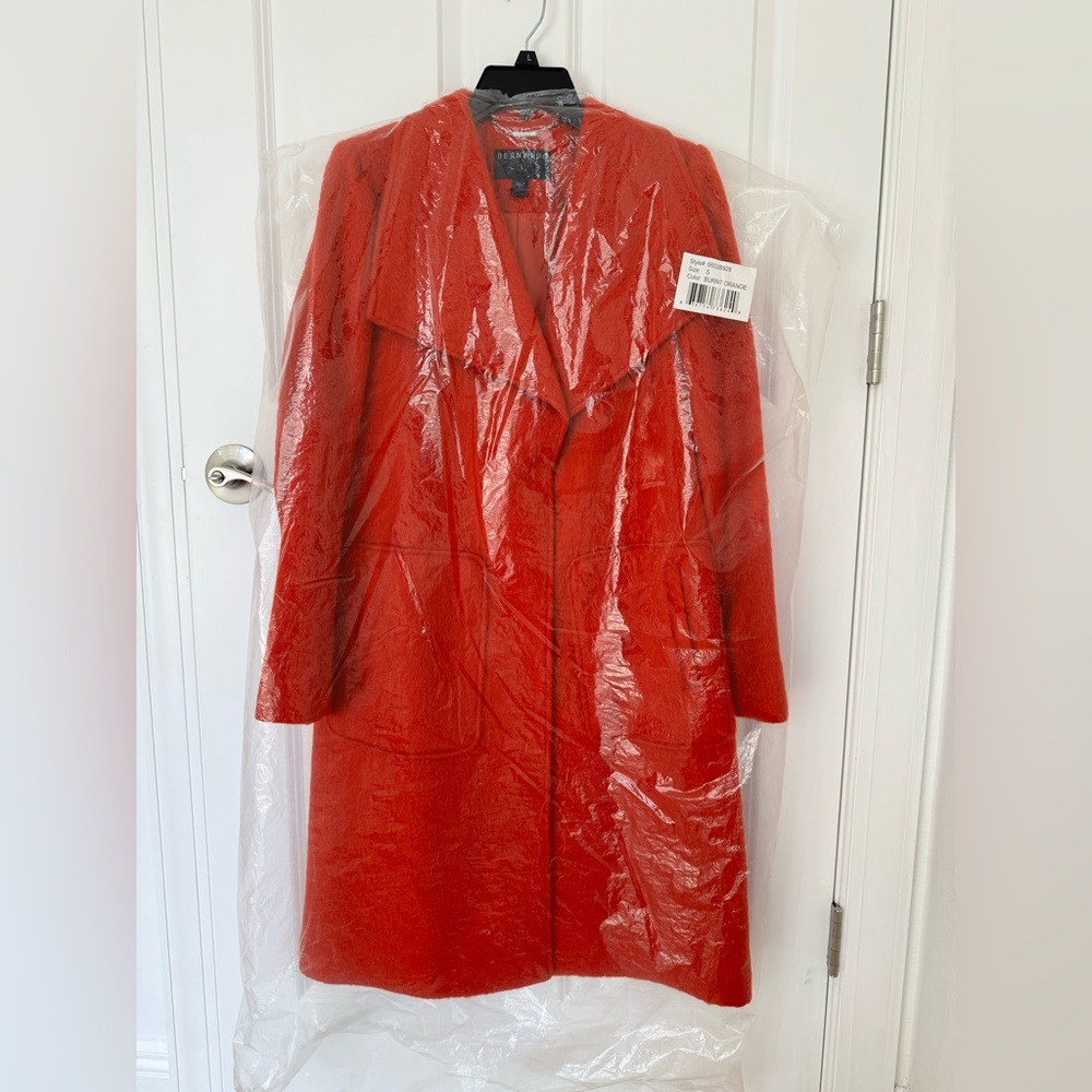 Bernardo Textured Long Coat Burnt Orange Red - Picture 8 of 11